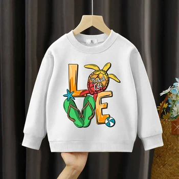 Летни плажни детски блузи с окраската на костенурка, градинска дрехи, Летен пуловер с надпис Love, реколта чехли, блузи, плажни дрехи за момчета и момичета