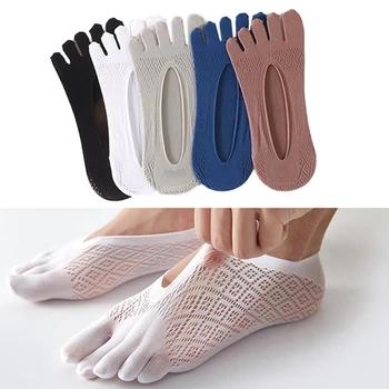 Летни чорапи с пръсти-тапочкой, мрежести кухи чорапи без показване, абсорбиращи потта чорапи-лодки, къси чорапи на щиколотке, дишащи чорапи с пет пръста