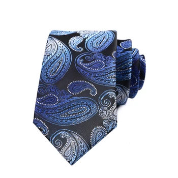 Луксозен мъжки вратовръзка 7 см, черен със синьо модел Вратовръзки, вратовръзки Ascot за мъже, сватбен копринена вратовръзка от полиестер, аксесоари за бизнес партита