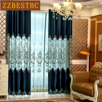 луксозна европейска плат за пердета с бродерия за спалня с висококачествена вуалевой завесата за всекидневната, прозорец завеса за кухни