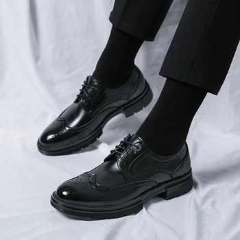 Луксозни дизайнерски мъжки броги с остри дебела подметка, увеличаване на растежа на обувки, мъжки ежедневни лоферы, официалната модельная обувки Zapatos Homre