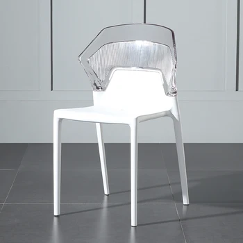 Луксозни и модерни трапезни столове, Градински сватбен Бял прозрачен стол, пластмасова минималистичные модни декорации за интериора, предмети от бита