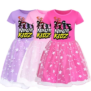 Лятна рокля за момичета от памук 2021 г., модерен пролетно облекло 3D INJA KIDZ Gaming дължина до коляното за малки момичета, костюм принцеса-тийнейджър