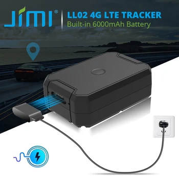Магнитен GPS тракер Джими LL02 4G LTE с акумулаторна батерия 6000 mah, водоустойчива IP65, проследяване в реално време, Google Map, локатор на активите за автомобили