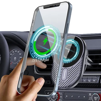 Магнитно безжично зарядно за кола за MagSafe iPhone 13 12 Pro Max 12 13 Mini 15 Вата Бързо зареждане, вентилационна дупка, кола за телефон