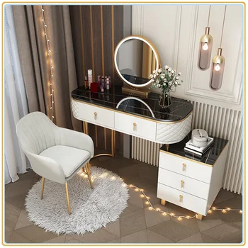 Мебели за спалня Тоалетка Модерен изчистен скандинавски светлина Луксозен стил Шкаф за съхранение на вещи в Малък Апартамент на Една Масичка за грим