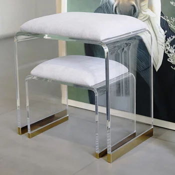 Минималистичные дизайнерски столове за обувки в съвременния общежитието за всекидневната, домакински пластмасова табуретка, скандинавски мебели за спални, ниски пуфики H
