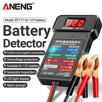 Многофункционални тестери батерии ANENG BT-171 12V за откриване на авторемонтной промишленост с led обратен дисплей, инструмент за електрозахранване