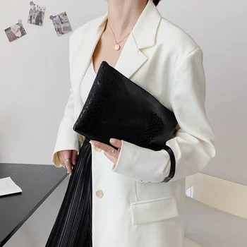 Моден тренд, женски Клатч от Изкуствена кожа с змеиным модел, чанта Evelope, чанти-wristlets, Дамски ежедневни малки чанти, дневен чанта, портфейл