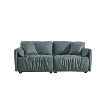 Модерен диван loveseat, Диван-канапе от 75.6 инча, Голям диван с дълбока седалка, разтегателен loveseat с рамки от твърда дървесина, мека разтегателен средата на века (зелен)