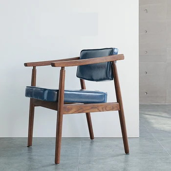 Модерен класически дизайн, Модерен натурален и вкусен цвят, масив дъб, изкуствена кожа, тъканно възглавница, осеян дървен стол 1БР