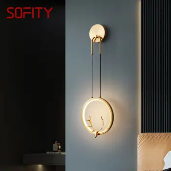 Модерен мед, с монтиран на стената лампа, DEBBY LED, 3 цвята, латунное златното аплици, креативен интериор под формата на рога на елени за дома, хол, спалня