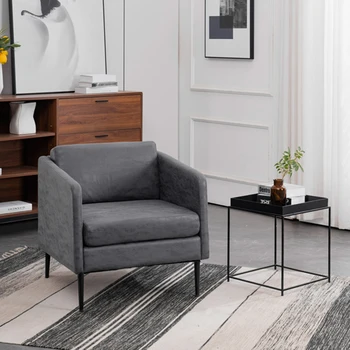 Модерен минималистичен дизайн, двоен разтегателен диван, фотьойл с кичурите копчета, рамка от масивна каучуково дърво с подлакътници