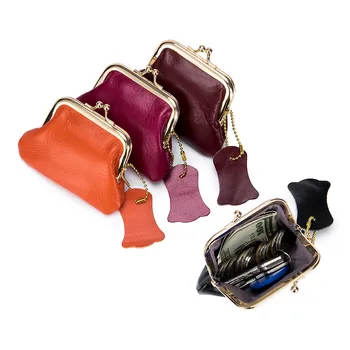Модерен творчески ретро мини-портфейл за монети, кожена кесия, женски малко в чантата си, клатч с цип, дамски портмонета, чанти за ключове, монофонични цвят