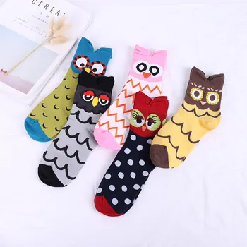 Модни Дамски забавни Чорапи с участието на сладка Панда, фламинго, сови, животни, корейски стил, чорапи до глезена жена щастлива, удобни памучни чорапи