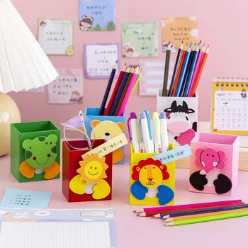 Модни детски дървени дръжки с шарени прасета и животни; държач за моливи; Ученически пособия; креативен подарък