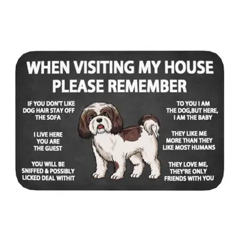Моля, не забравяйте Правилата кучета Shih Дзъ, изтривалка за врата, Противоскользящий подложка за баня, кухня, хол, коридор, килим 40*60 см