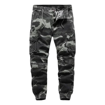 Мъжки камуфляжные панталони-карго за бягане с множество джобове, външни армейските панталони в стил милитари, свободни панталони-молив за мъже