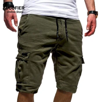 Мъжки къси панталони-карго, ежедневни странични джобове, модни долни гащета на военната стил, летни къси панталони, за мъже dr. зелени бермуди с завязками Masculina