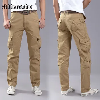Мъжки панталони-карго в стил хип-хоп, свободни директни ежедневни пролетта 4 цвята, памучни мъжки панталони за джогинг 2023, Нова мода