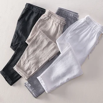 Мъжки спално бельо, ежедневни панталони свободно, намаляване, ежедневни леки летни плажни панталони с завязками на талията, дишащи прости панталони