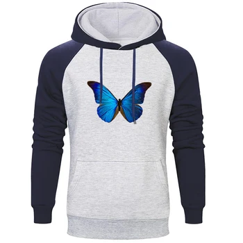 Мъжки спортни дрехи raglan Blue ButterFly Pretty Hoodies, hoody 2020, пролет-есен-зима, руното топло модерно мъжко облекло