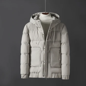 Мъжко яке-бомбер, ежедневни есенно-зимно яке, утепленная мъжки модни дрехи, градинска дреха, яке с памучна подплата, приталенное палто с качулка