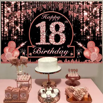 На фона на партито в чест на рождения ден на 18-годишна възраст, балон, Украса честит рожден ден, Годишнина парти, Бар мицва на 18-ти рожден ден, декор за парти