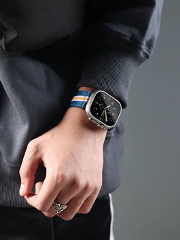 Найлонов ремък за Apple Watch 45 мм 44 мм и 49 мм 40 мм 41 мм и каишка за китката-с гривна, за да Iwatch серия SE 8 7 6 5 4 3 38/ Аксесоари за часовника 42 мм