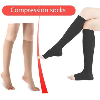 Непрозрачни компресия чорапи Унисекс със защита От умора, Чорапи от Разширени вени с отворени пръсти