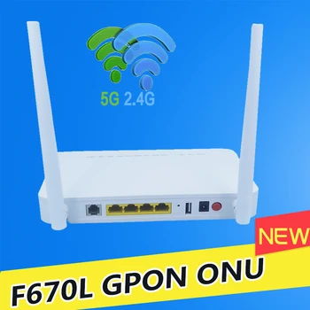 Нов Gpon ONU Ont Zxhn F670l 4ge 5g 2,4 g двойна лента Wifi-рутер Onu F670 F670l 1pots 1fxs