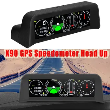 НОВ X90 GPS за измерване на Скоростта Head Up PMH KMH Измерител на Наклона Инклинометр бордовия Компютър на Автомобила с Пътната Компас, Часовници географска Ширина и Дължина
