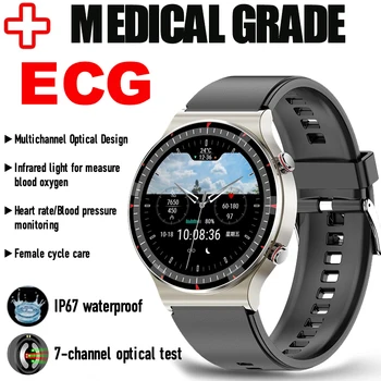 НОВ Медицински наблюдение на здравето ТОЧКИ + ECG Мъжки Женски smart-часовници, мъжки наблюдение на сърдечната честота, монитор на кислород в кръвта, спортни смарт часовници за фитнес