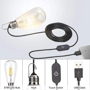 Нов преносим USB-отбивка led лампа DC5V за къмпинг осветление с регулируема яркост, нощен пазар, уличен къмпинг, къща (2 бр.)