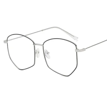 Нов тип многоугольной неправилна рамки за очила от късогледство Литература и изкуство ретро Очила с големи рамки с плосък огледално покритие