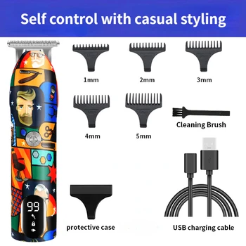 Нова графити толкающая бяла машина за подстригване на коса домакински двигателят е с мазителна корона електрически бутане ножици мъжки електрическа толкающая прецизна бръснач hairclipper