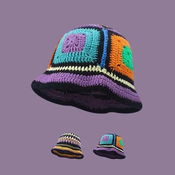 НОВИ дамски шапки-кофи ръчна изработка, плетени калъф за плетене на една кука, мода лято рибарско плажна шапка, корейската куха вязаная шапка от слънцето