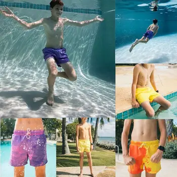 Нови модни актуализирани плажни къси панталони за мъже, градиентные шорти, водоустойчив бързо съхнещи бански костюми, ежедневни панталони за гмуркане, сърф