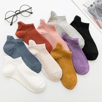 Новите дамски чорапи, пролет-лято, обикновена памучни окото дишащи дамски чорапи-лодки, красиви тънки ежедневни чорапи с ниска тапицерия, Harajuku Сокс