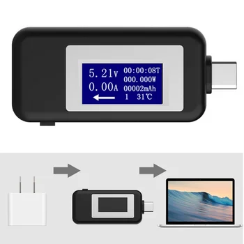 Ново Записване, USB-тестер Type-C, 4-30 В Черно USB Зарядно Устройство, електромера, Здрав Волтметър, Амперметър, Температурен Детектор Мощност