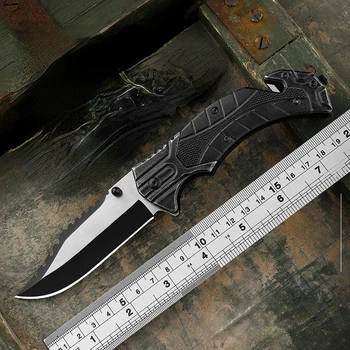 Нож от неръждаема стомана 5Cr13, дръжката е от стомана влакна, сгъваем нож, който е Многофункционален джобен нож, подходящ за къмпинг, лов, риболов