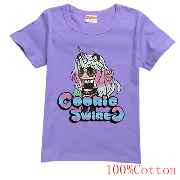Облекло Cookie Завъртете C, детска лятна тениска, тениски с анимационни герои за малки момичета, ежедневни блузи с къс ръкав за момиченца