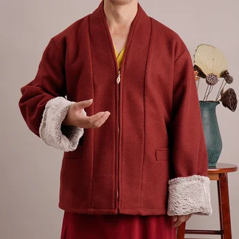 Облекло на монах-лама, дрехи тибетски будистки Донбо, дрехи тибетски монах, топ 2023, есенно-зимно топло палто