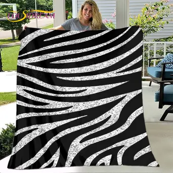 Одеяло с 3D цветен модел на зебра, фланелевое юрган, детско топло одеяло за дома, всекидневна, спални, легла, мека мебел, пикник