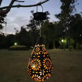 Окачен градински фенер IP44 Водоустойчив iron артистичен и слънчев led фенер, декоративна выдолбленная проекционная лампа за двора на открито