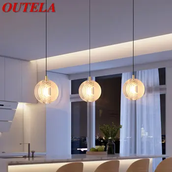 Окачен лампа OUTELA от скандинавски месинг, модерен Прост творчески кръг кристална окачен лампа за дома, трапезария, Спалня