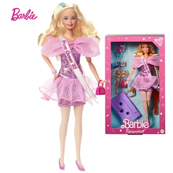 Оригиналната кукла Барби с къдрава руса коса, вдъхновена от пристъпите на вечер 80-те години, Серия от Барби Rewind Кралицата на бала, Носталгични колекционерска стойност и подаръци