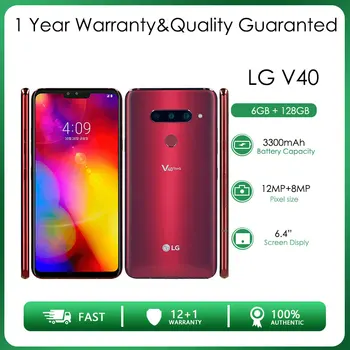 Оригинални LG V40 с Две SIM-карти V405EBW Отключени Рециклирани Мобилен Телефон 16MP 6 GB RAM, 128GB ROM GSM Добро Качество, Безплатна Доставка