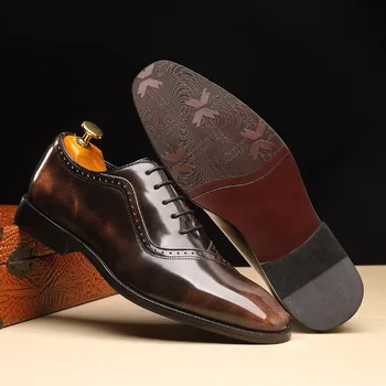 Очарователен Ежедневен Бизнес Кожени обувки в британския стил в стил Ретро, Мъжки Маркови Дизайнерски Сватбени обувки-Oxfords, Обувки За Образеца на Партита, Zapatos Hombre