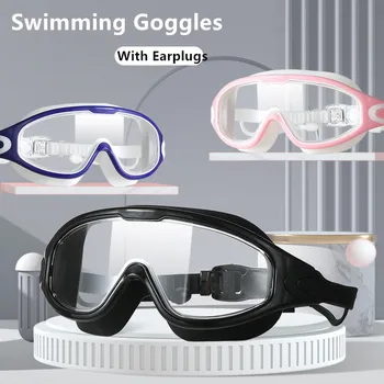 Очила за плуване при късогледство в голяма Рамка, по Рецепта, водоустойчив, устойчив на мъгла, за плуване, силиконови очила за гмуркане с диоптриями За Деца и Възрастни